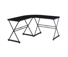 L-Shaped Glass Computer Computer Desk, Black donated by Sewessentials